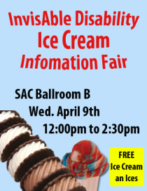 Flyer - states name of event, date, time, location and that there will be free ice cream and ices. Shows picture of ice cream sandwiches and an ice